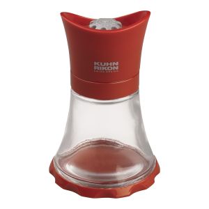 KUHN RIKON RATCHET RED PLASTIC SALT PEPPER MILL SPICE GRINDER 8.5  ADJUSTABLE