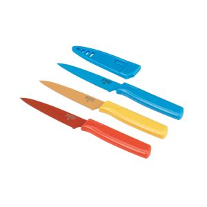Couteau d'office dentelé KUHN RIKON Colori Titanium revêtement titane  10,5cm + protège-lame