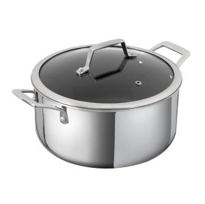 KUHN RIKON Peak Oven-Safe Induction Casserole Pot with Glass Lid, 2.3  litre/18 cm, Stainless Steel, Silver